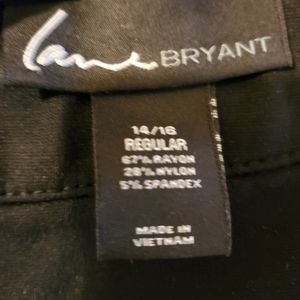 Lane Bryant pants sz 14/16, black cotton,front  zipper. EUC